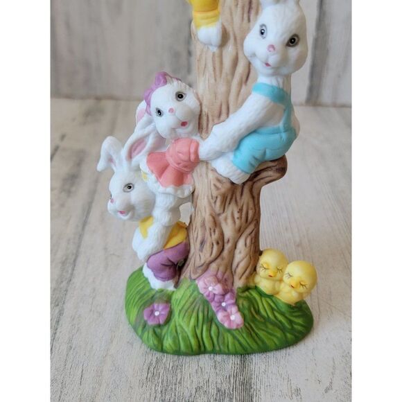 E.U. Easter Bunny carrot tree Ceramic figure chick family spring - Picture 4 of 12